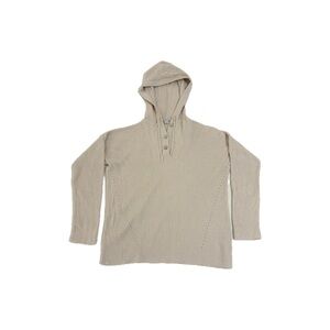 Barefoot Dreams CozyChic Ultra Lite Hooded Henley Pullover in Sand – Size Small